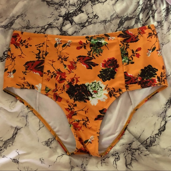 Other - Gold floral high rise swim bottoms